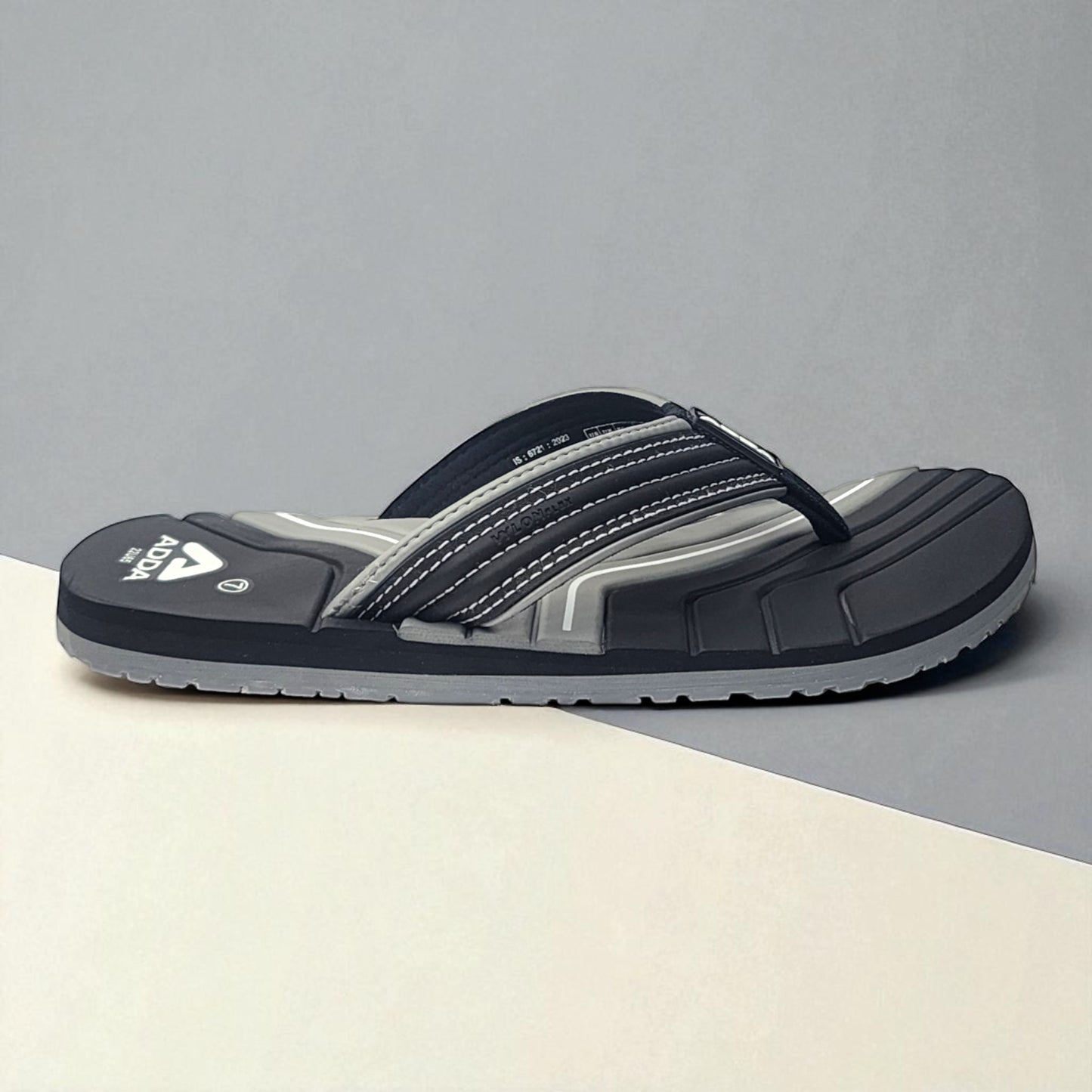 ADDA RADO007 BLACK/GREY Men's Slipper/Chapple/Flip flop