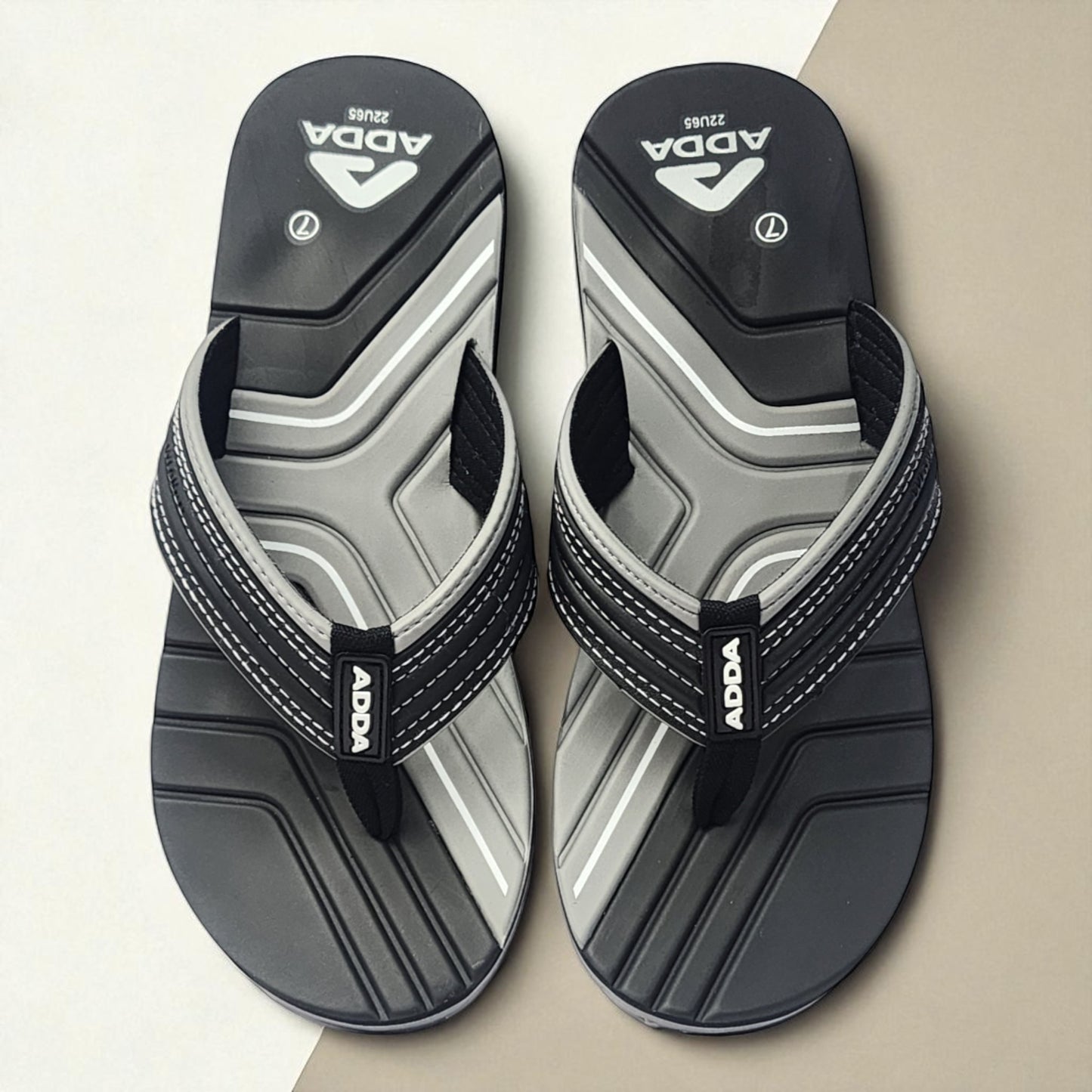 ADDA RADO007 BLACK/GREY Men's Slipper/Chapple/Flip flop