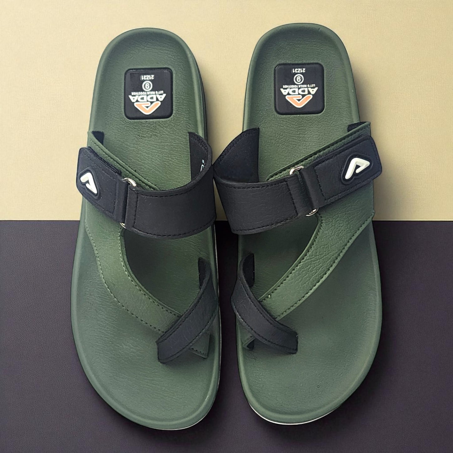 ADDA CLUB1 OLIVE/BLACK Men's Slipper/Chapple/Flip flop