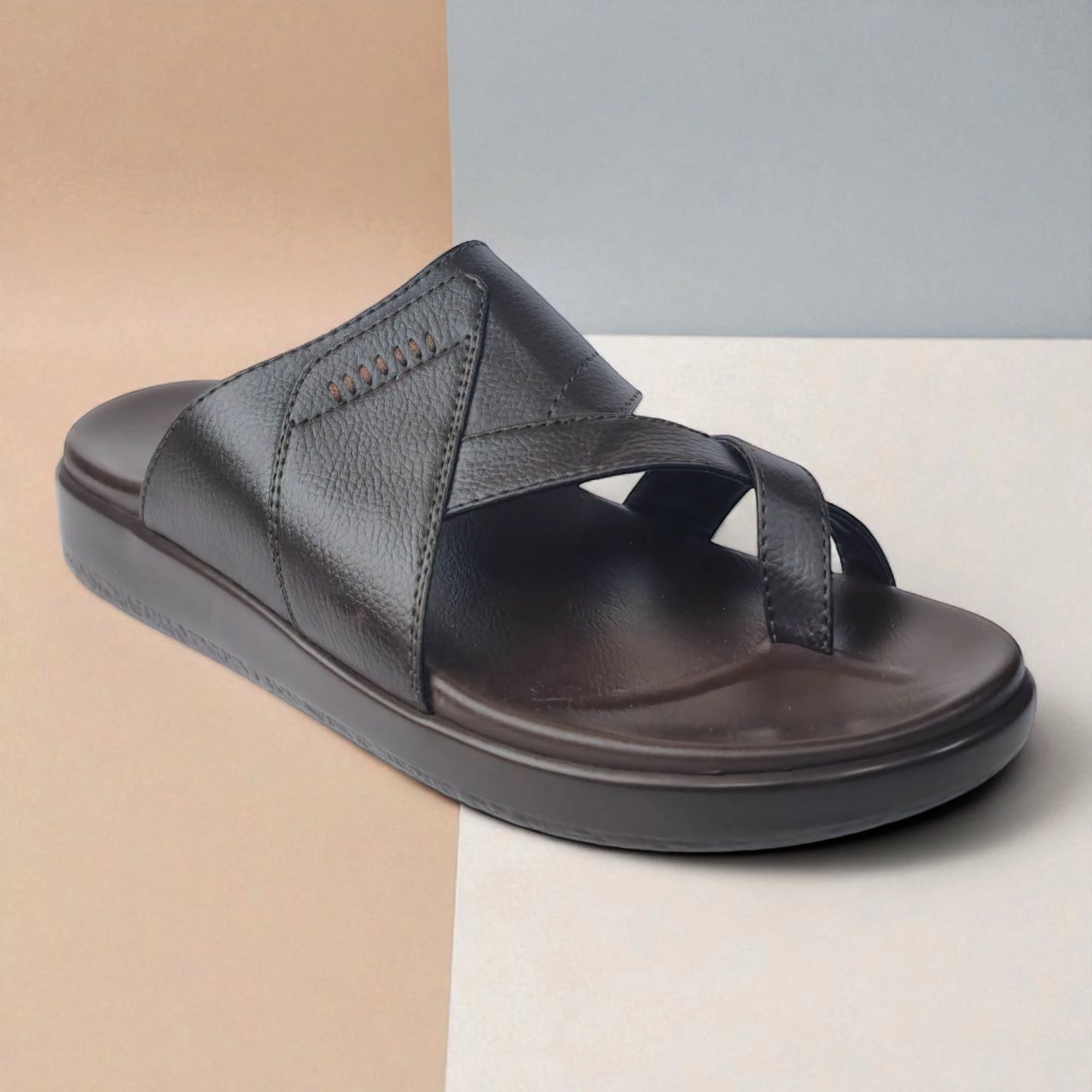 FRANKY GS44 Men's BROWN Chappal/Flip flop/Slipper Extra Soft Cushion Chappal/Slipper/ Ethnic Wear Leather Navratri Fashion Footwear.