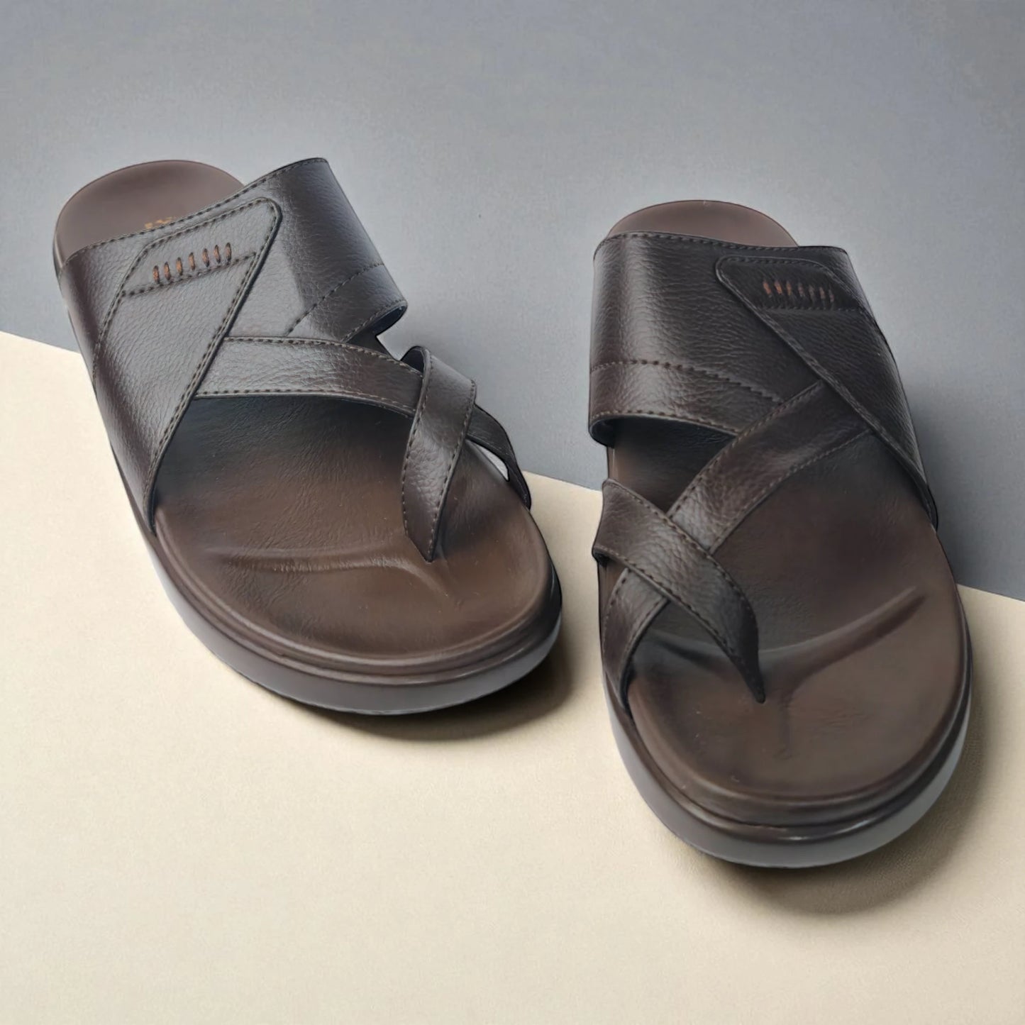 FRANKY GS44 Men's BROWN Chappal/Flip flop/Slipper Extra Soft Cushion Chappal/Slipper/ Ethnic Wear Leather Navratri Fashion Footwear.