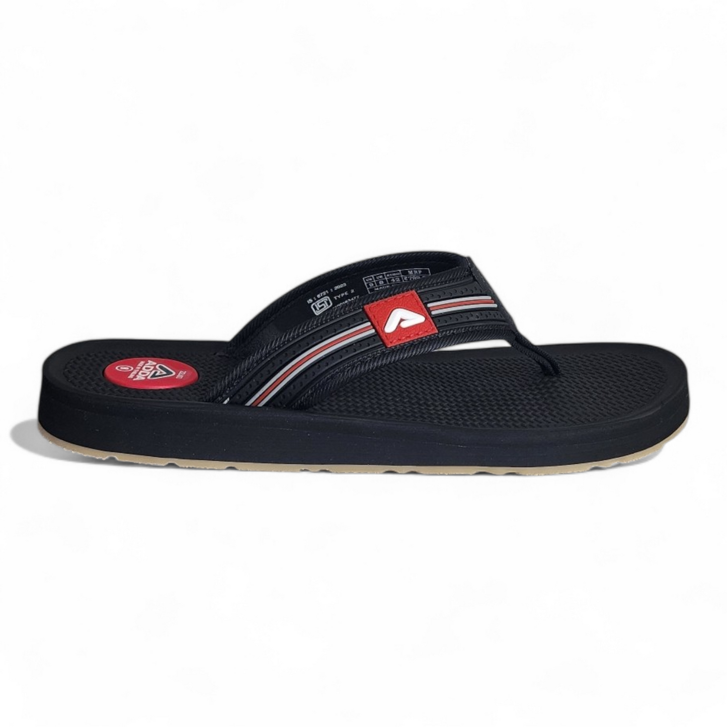 ADDA CASIO1 BLACK Men's Slipper/Chapple/Flip flop