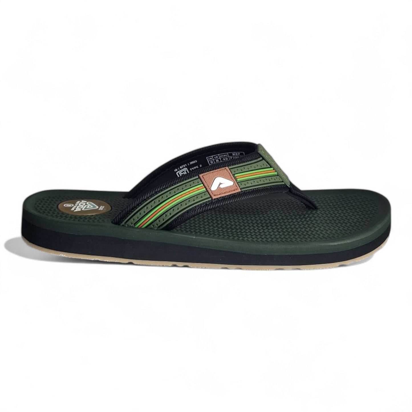 ADDA CASIO1 OLIVE Men's Slipper/Chapple/Flip flop