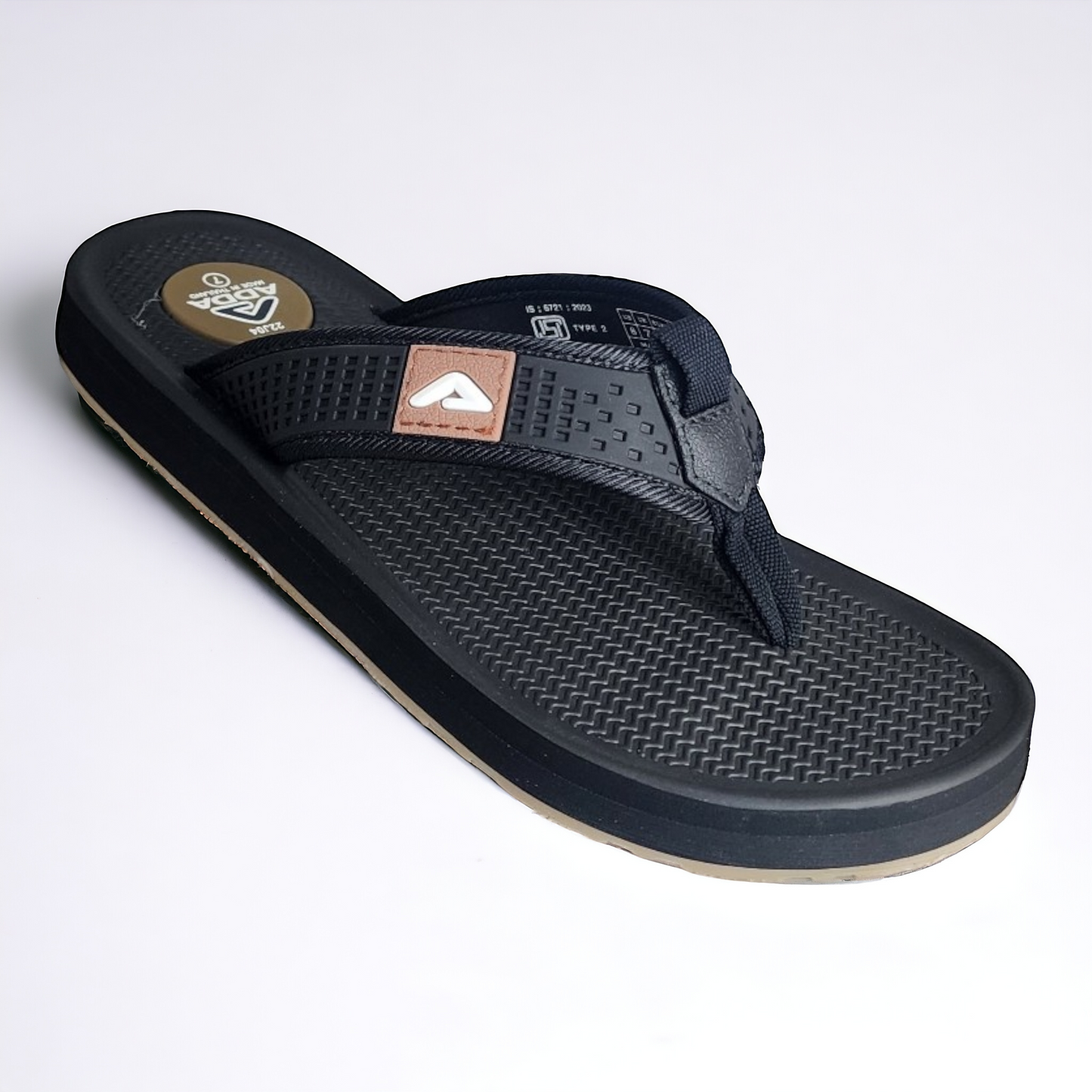 ADDA CASIO2 BLACK Men's Slipper/Chapple/Flip flop