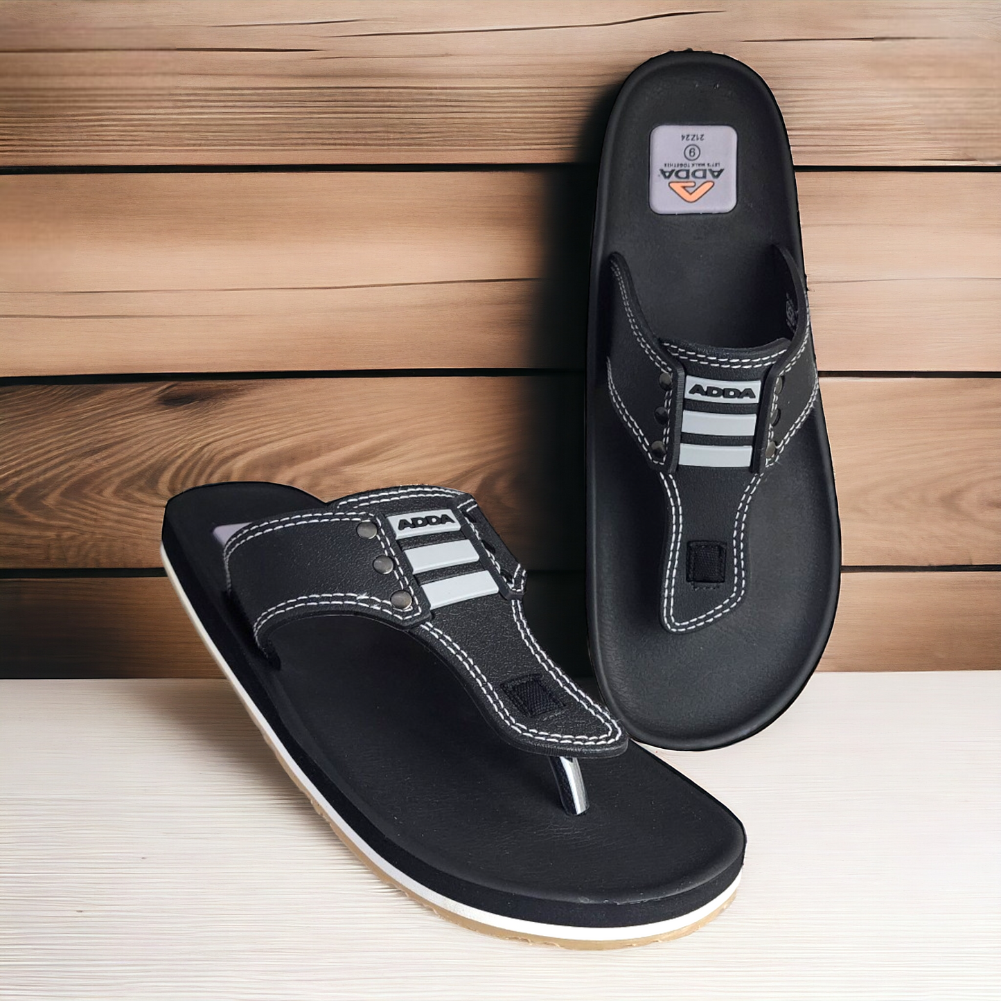 ADDA EXPLORER2 BLACK/GREY Men's Slipper/Chapple/Flip flop