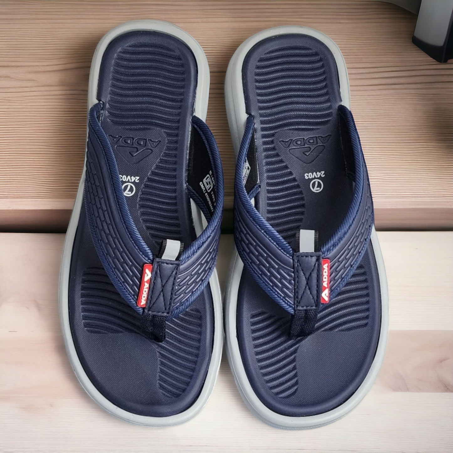 ADDA HELLO01 NAVY/GREY Men's Slipper/Chapple/Flip flop
