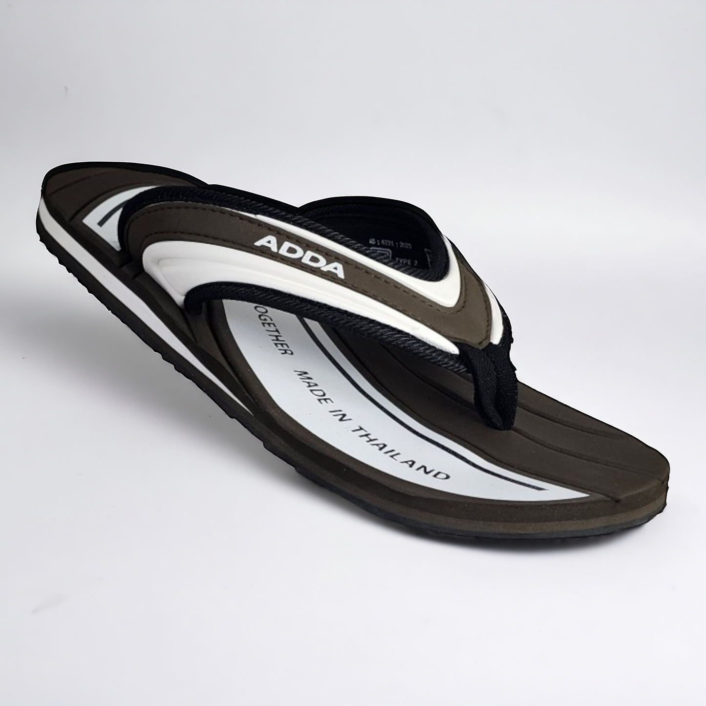 ADDA JAZZ KHAKHI/WHITE Men's Slipper/Chapple/Flip flop