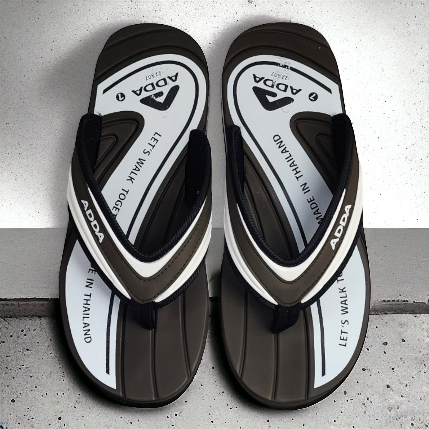 ADDA JAZZ KHAKHI/WHITE Men's Slipper/Chapple/Flip flop