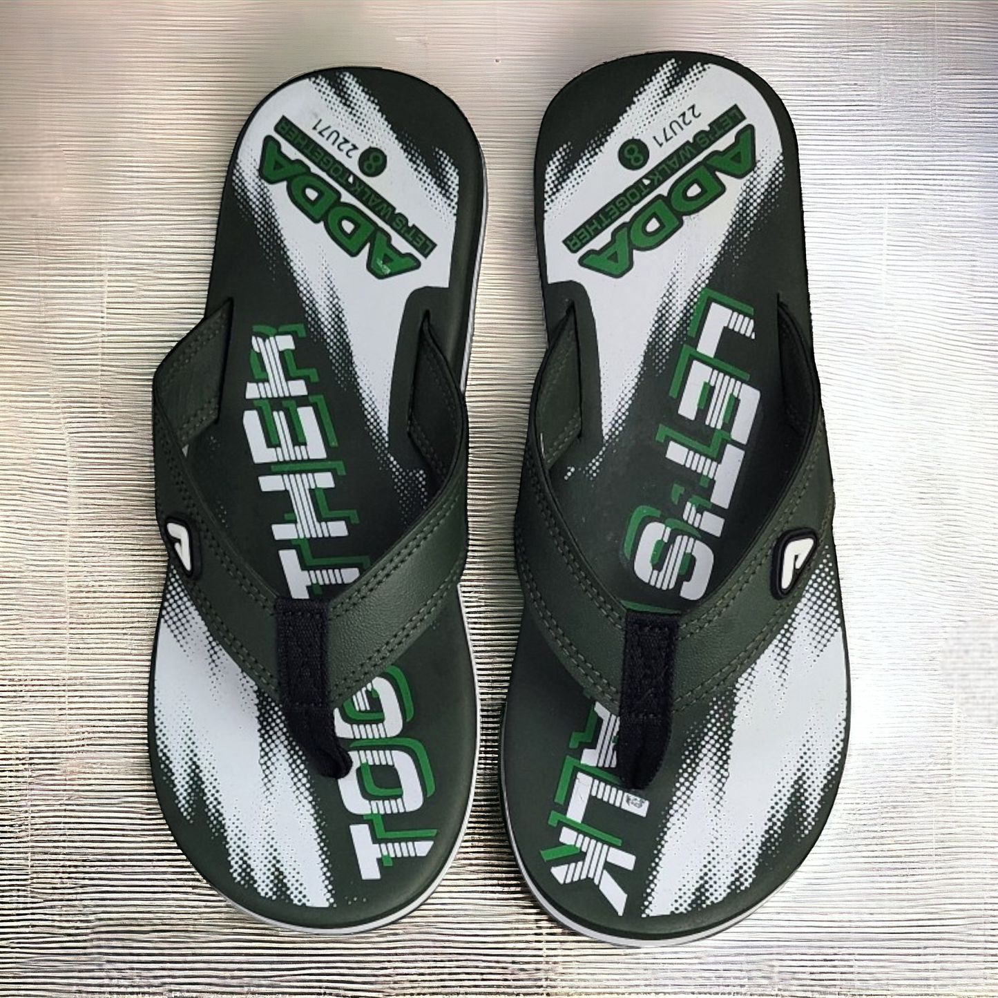 ADDA OMEGA702 OLIVE/WHITE Men's Slipper/Chapple/Flip flop