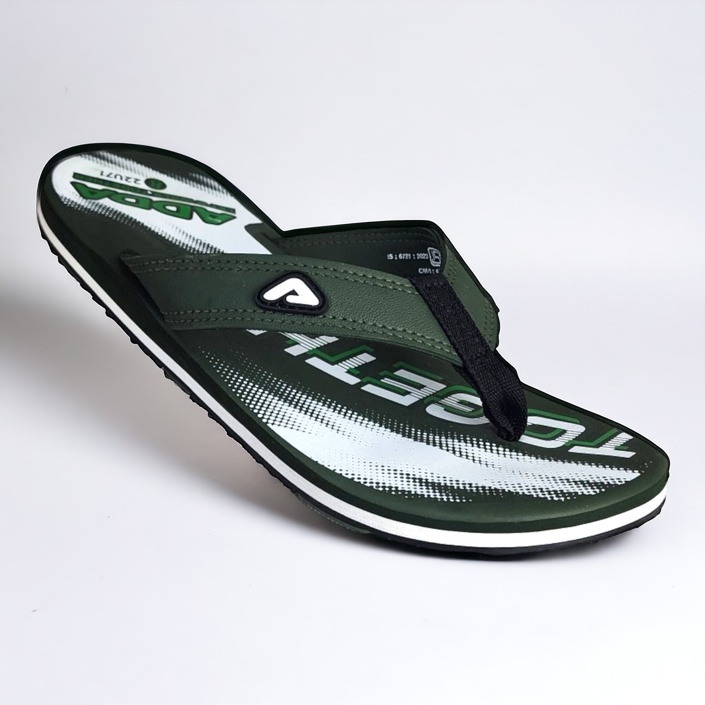 ADDA OMEGA702 OLIVE/WHITE Men's Slipper/Chapple/Flip flop