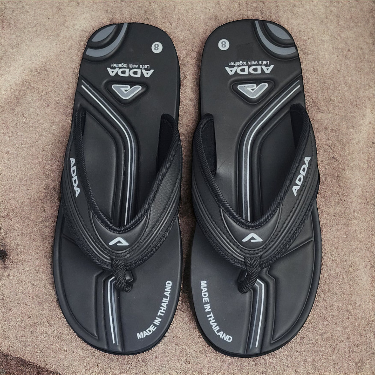 ADDA ROLEX2 ALL BLACK Men's Slipper/Chapple/Flip flop