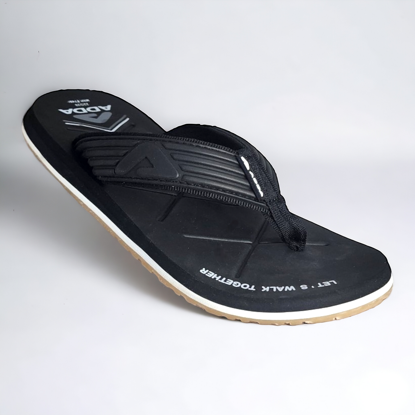 ADDA THUNDER1 BLACK Men's Slipper/Chapple/Flip flop
