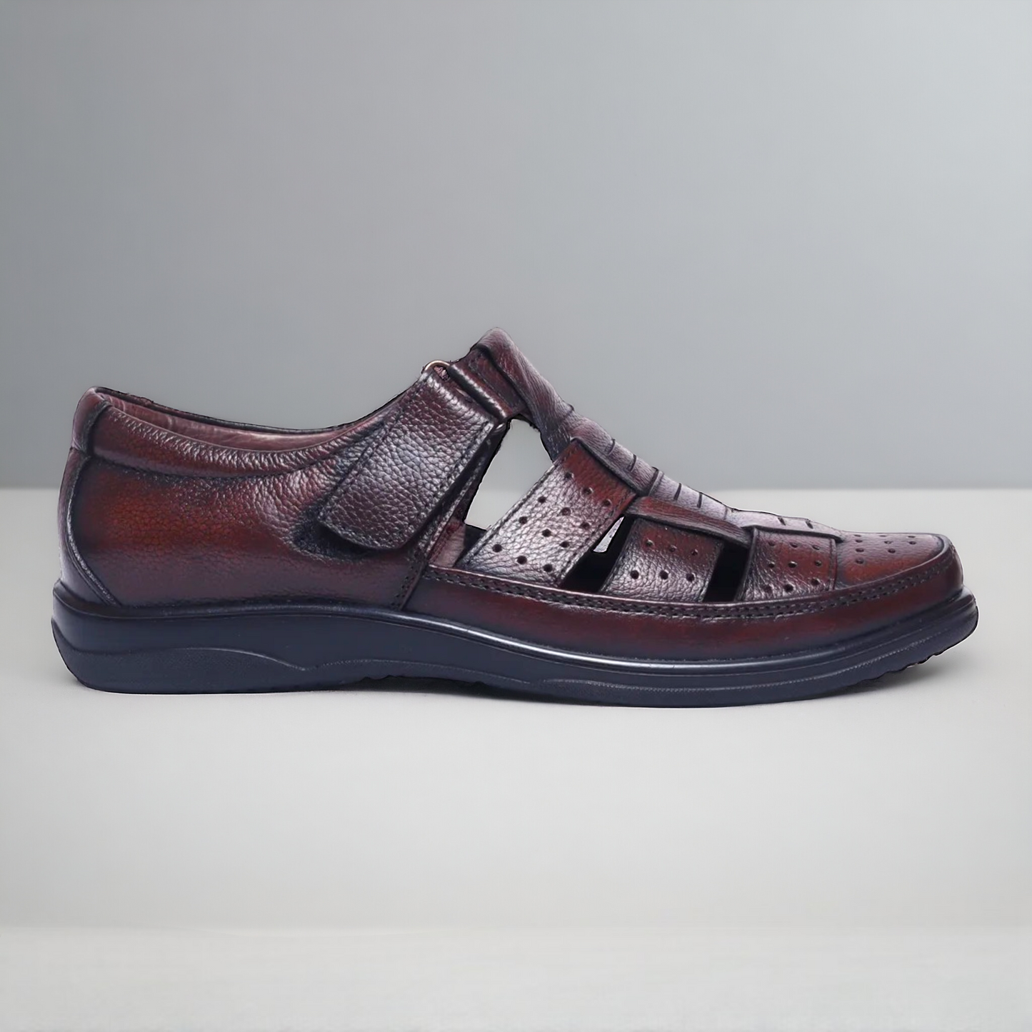 ZOOM D1217 BROWN Men's Sandals Roman Leather Shoes