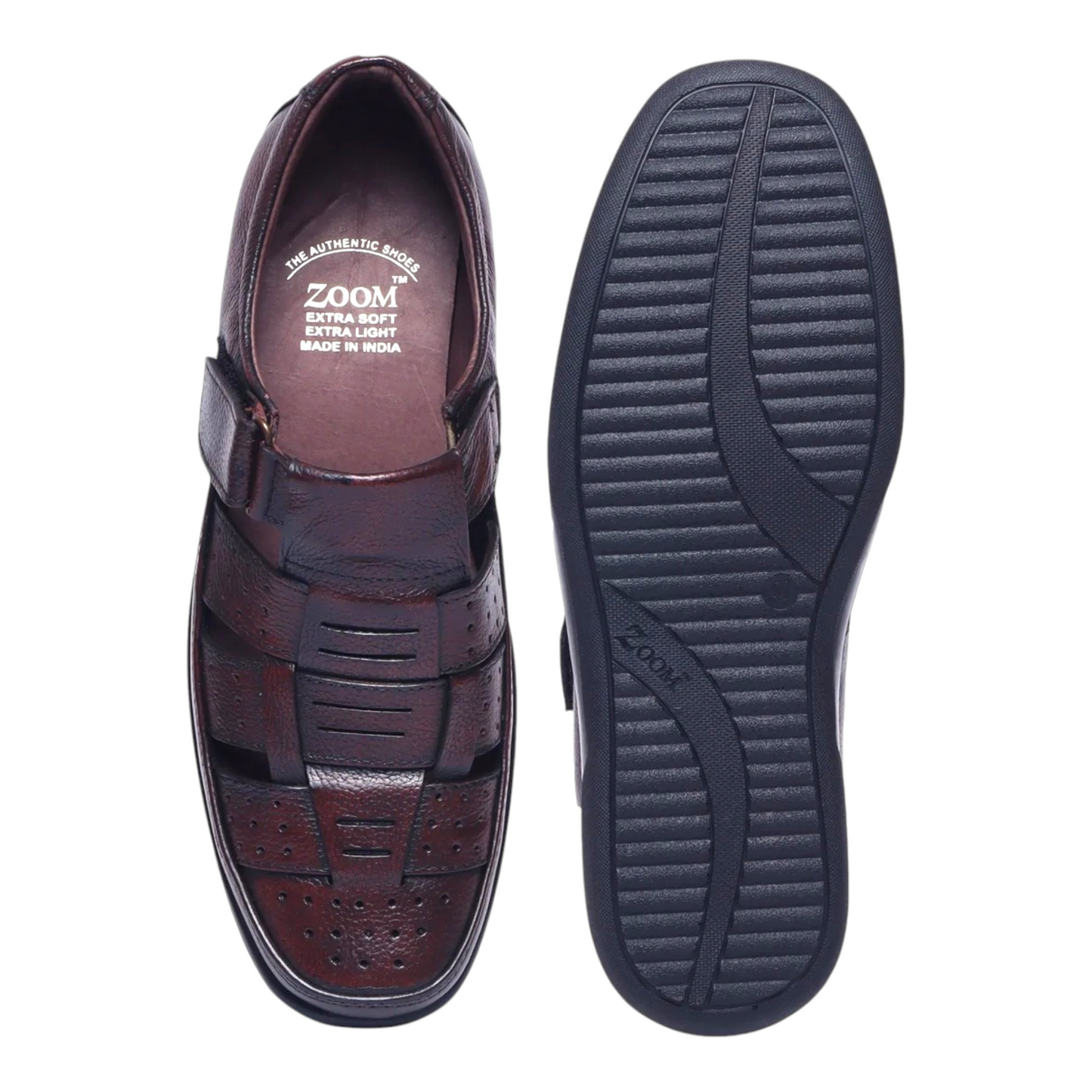ZOOM D1217 BROWN Men's Sandals Roman Leather Shoes