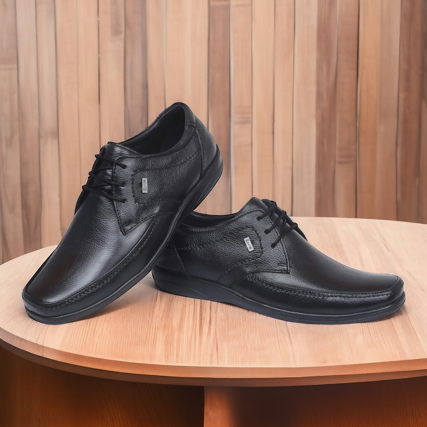 ZOOM D3151 BLACK Men's Casual Lace Up Leather Shoes