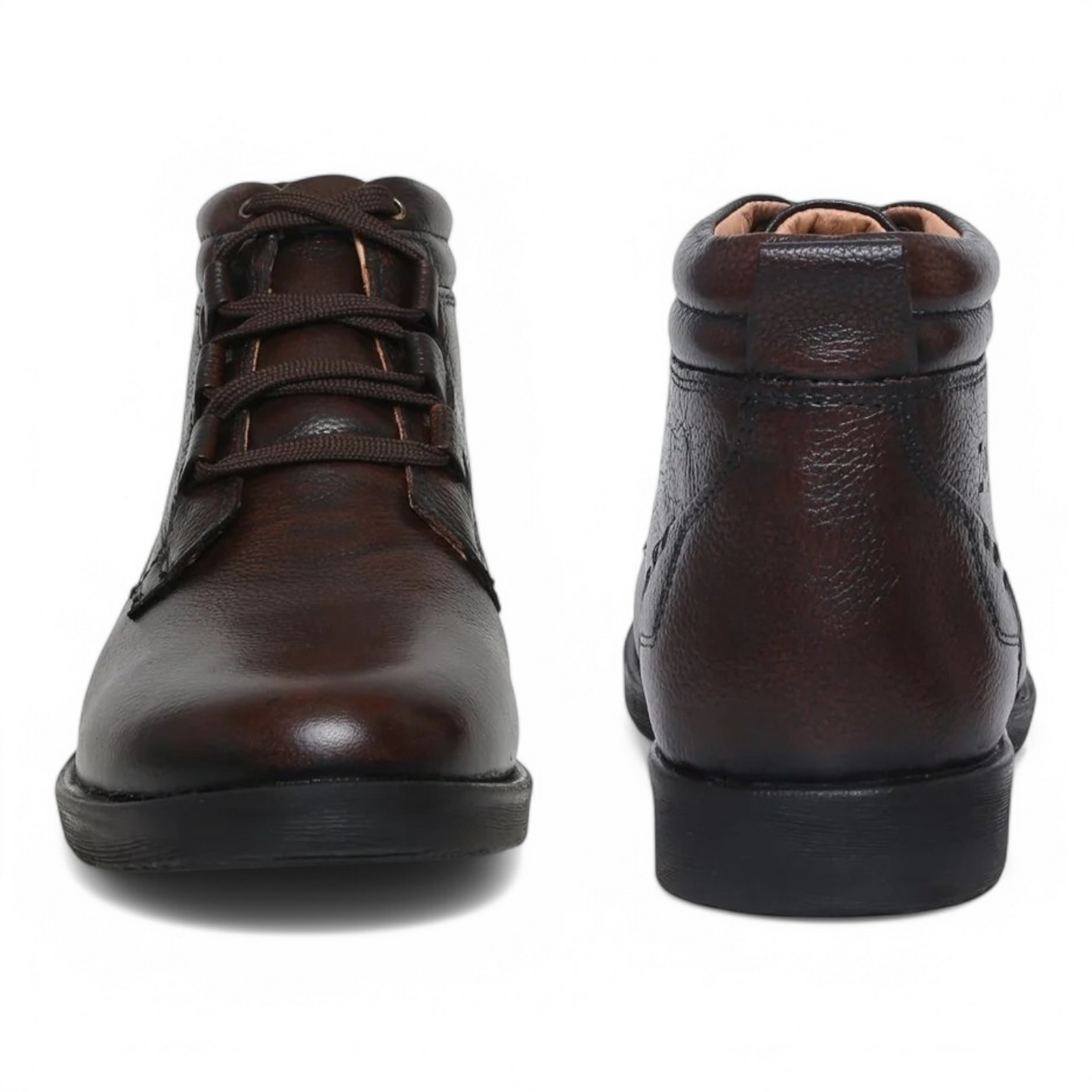 ZOOM D3571 BROWN High Ankle Leather Men's Casual Lace Up Shoes