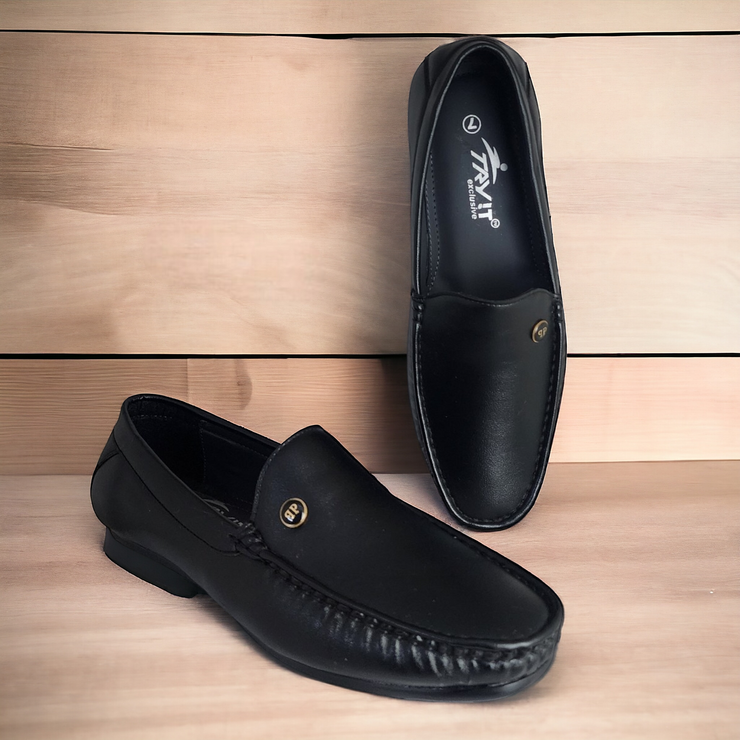 TRY IT 706 BLACK Men's Loafers Shoes