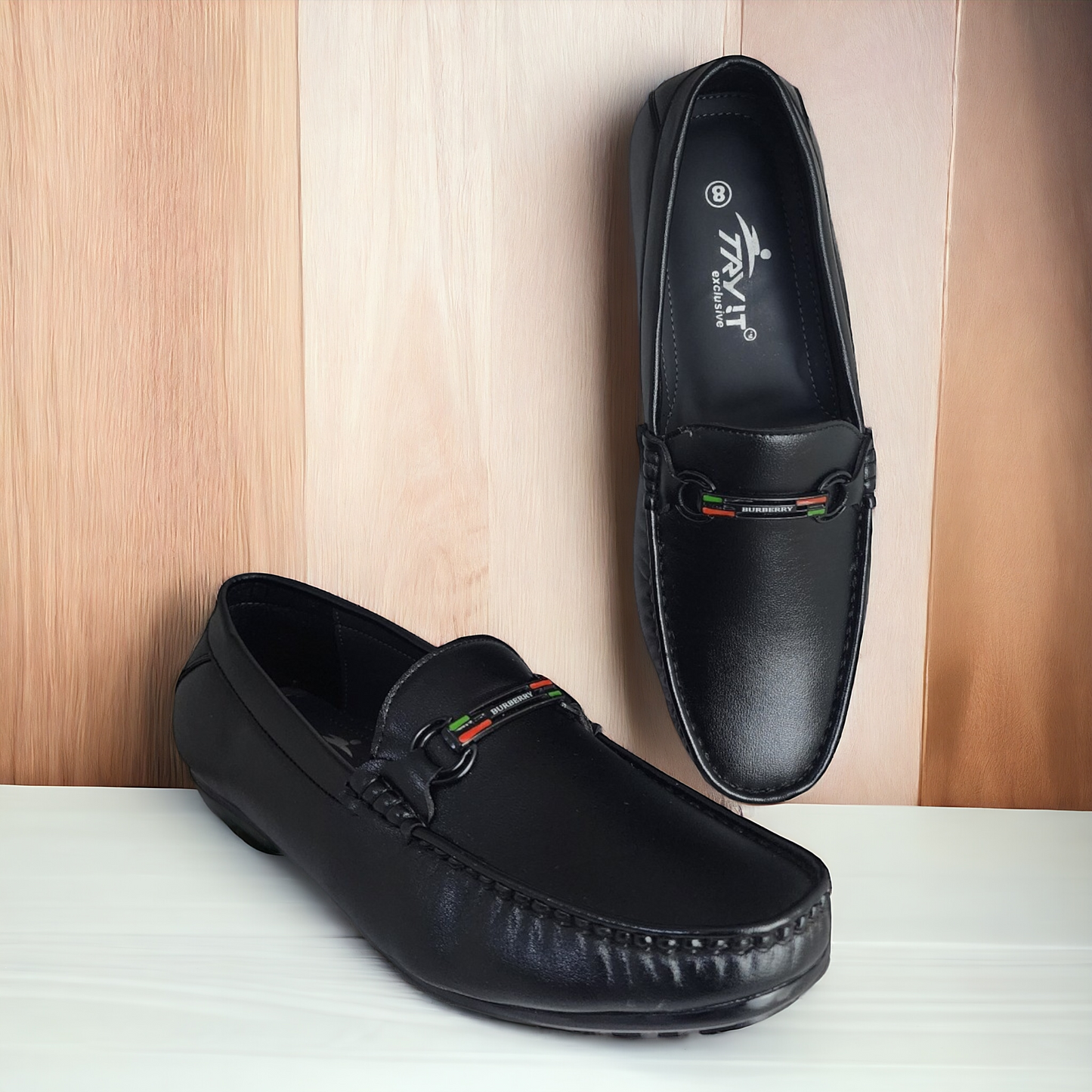 TRY IT 758 BLACK Men's Loafers Shoes