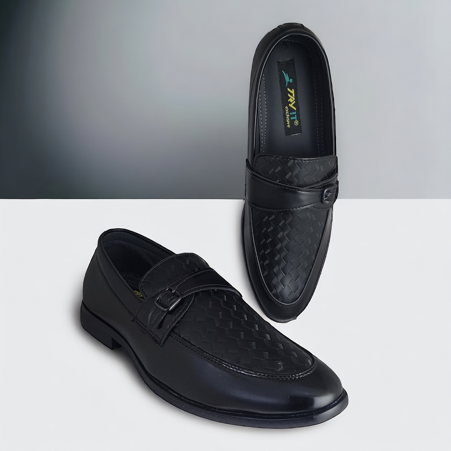 TRY IT 3650 BLACK Men's Loafers Shoes