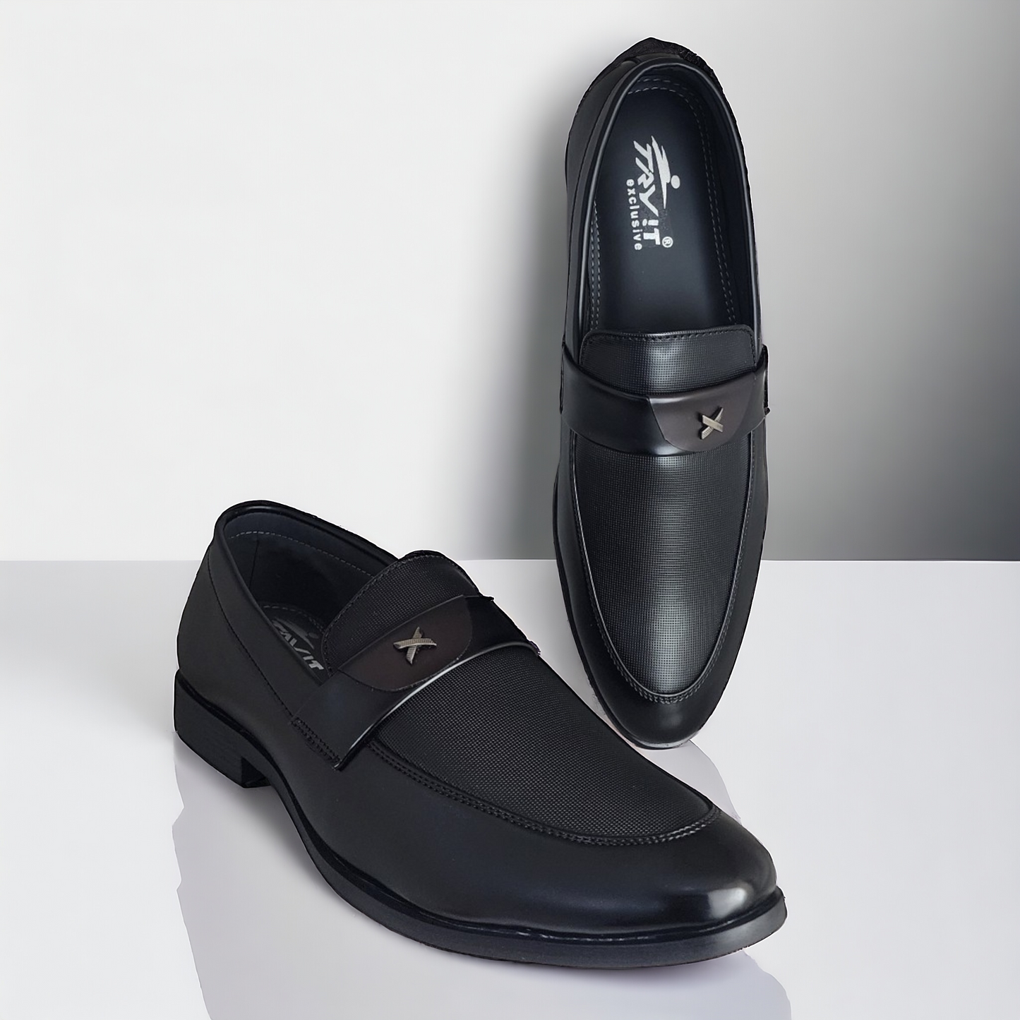 TRY IT 3663 BLACK Men's Loafers Shoes