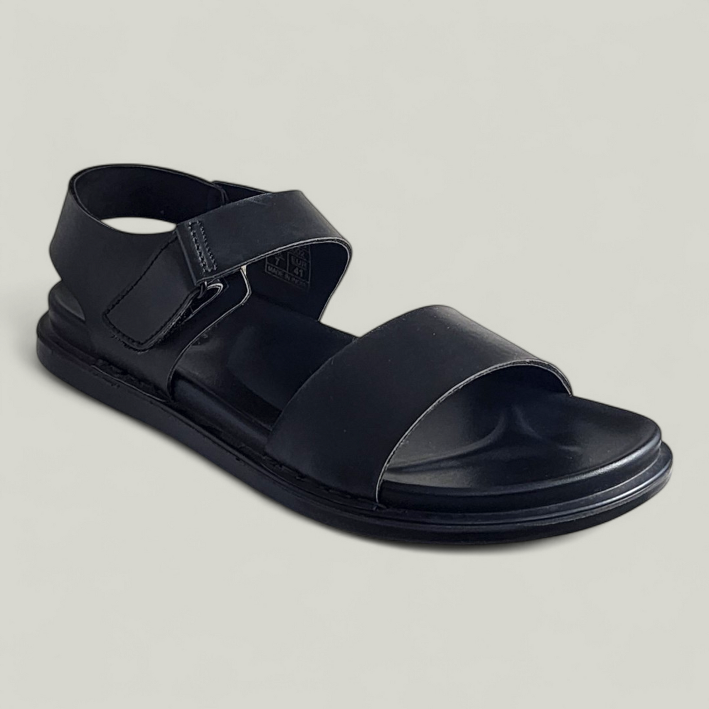 SKEROO 5002 BLACK Men's Leather Velcro Closer Sandal