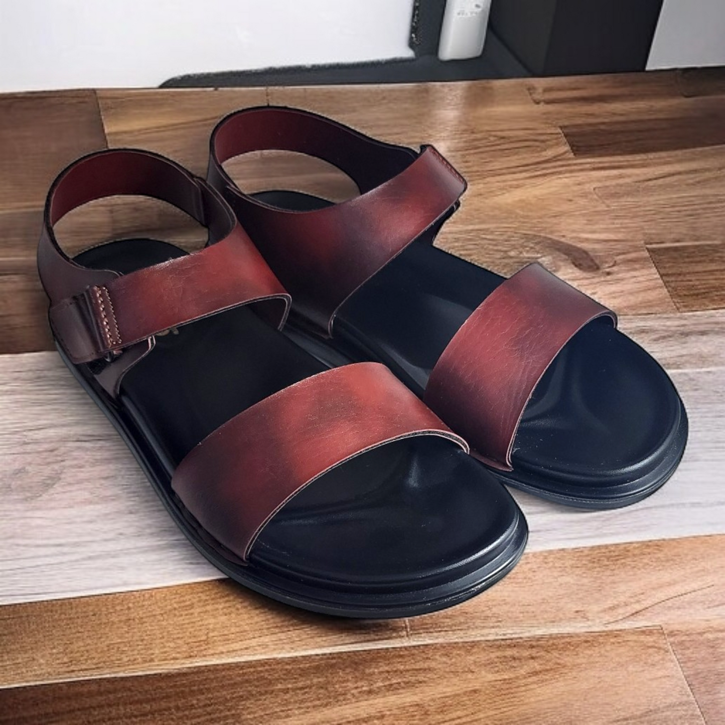 SKEROO 5002 BROWN Men's Leather Velcro Closer Sandal