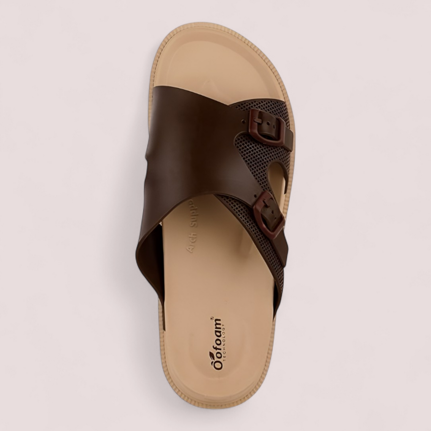 OOFOAM LEATHERTOUCH BEIGE/BROWN Men's Flip flop/Slides/Slipper