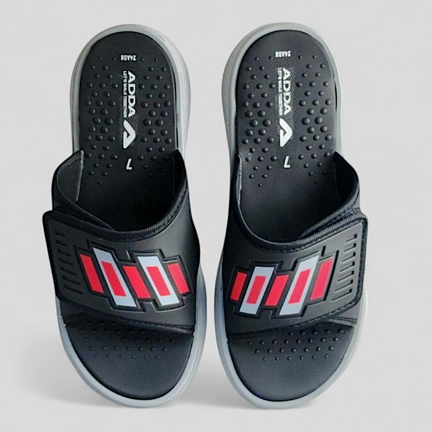 ADDA ICLOUD005 BLACK GREY Men's Flipflop/Slipper