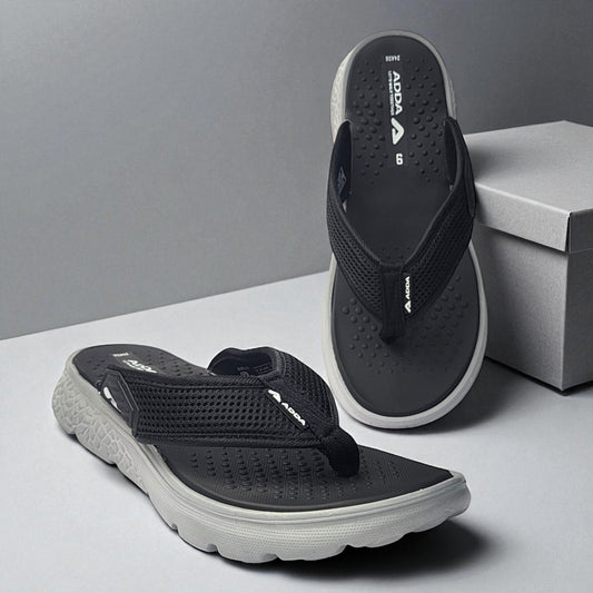 ADDA ICLOUD02 BLACK/GREY Men's Slipper/Chapple/Flip flop