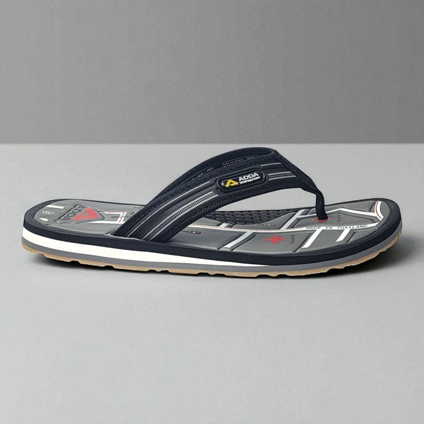 ADDA OMEGA4 BLACK/GREY Men's Slipper/Chapple/Flip flop