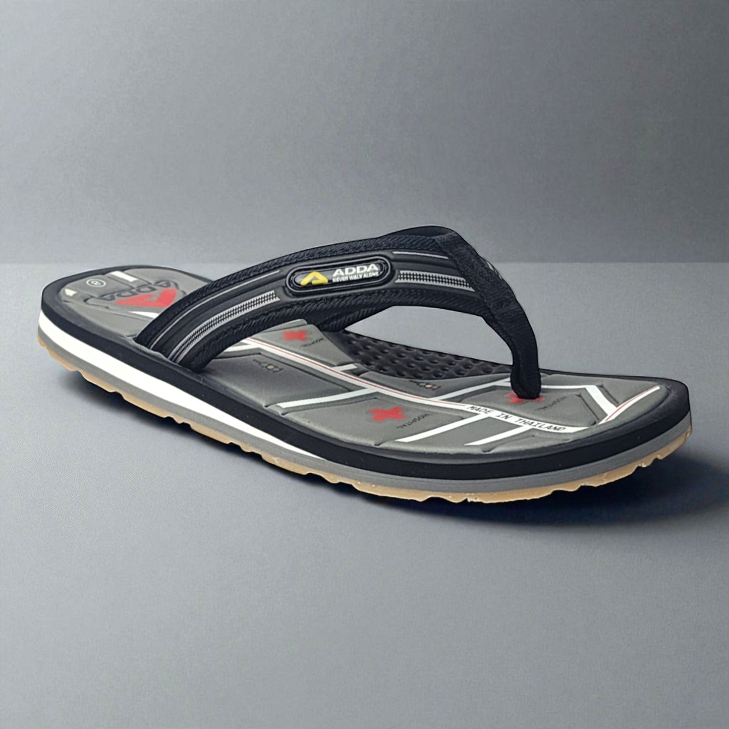 ADDA OMEGA4 BLACK/GREY Men's Slipper/Chapple/Flip flop