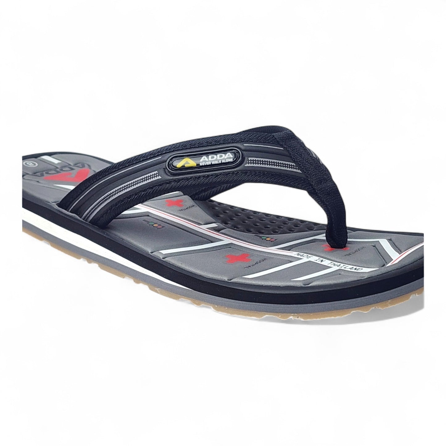 ADDA OMEGA4 BLACK/GREY Men's Slipper/Chapple/Flip flop