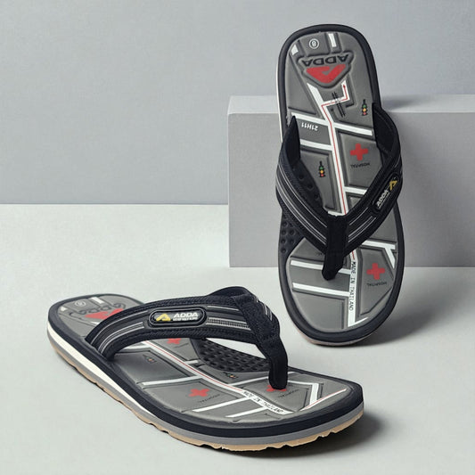 ADDA OMEGA4 BLACK/GREY Men's Slipper/Chapple/Flip flop