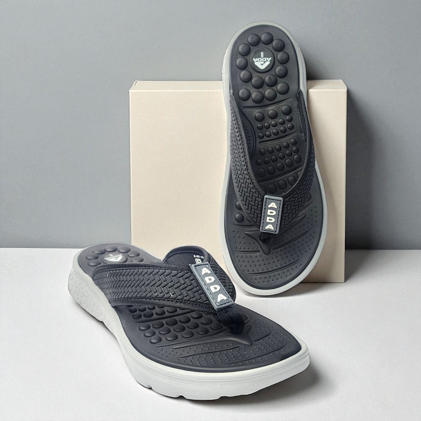 ADDA PACIFIC1 BLACK/GREY Men's Slipper/Chapple/Flip flop