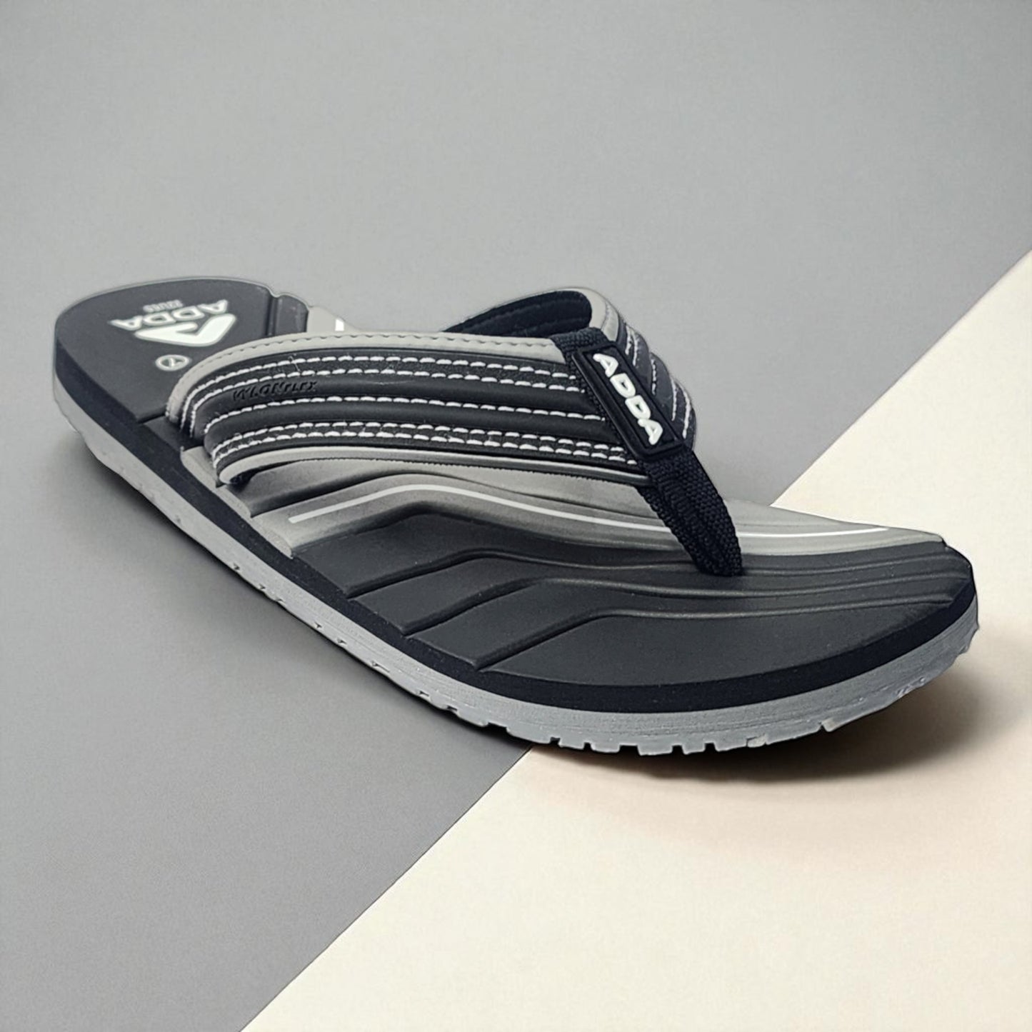 ADDA RADO007 BLACK/GREY Men's Slipper/Chapple/Flip flop