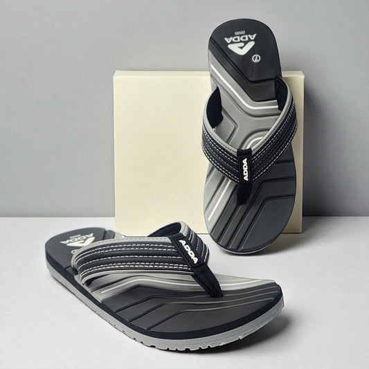 ADDA RADO007 BLACK/GREY Men's Slipper/Chapple/Flip flop