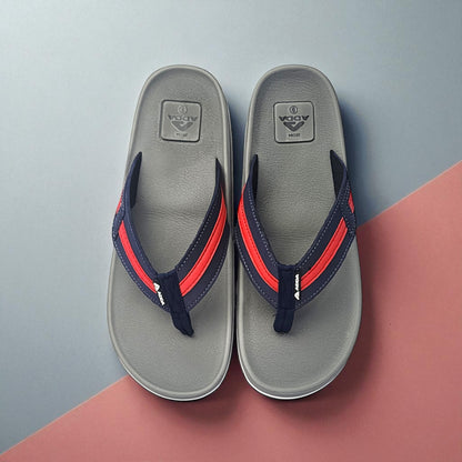 ADDA EURO GREY/NAVY/RED Men's Slipper/Chapple/Flip flop