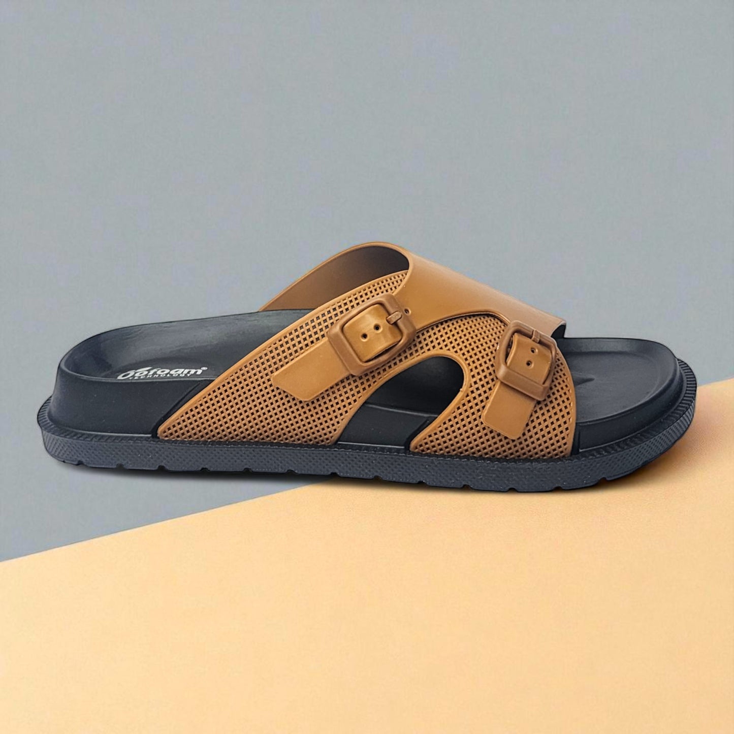 OOFOAM LEATHERTOUCH BLACK/TAN Men's Flip flop/Slides/Slipper