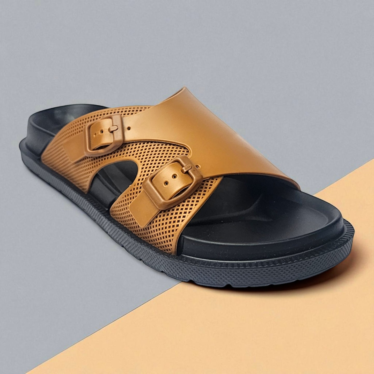 OOFOAM LEATHERTOUCH BLACK/TAN Men's Flip flop/Slides/Slipper