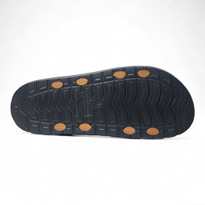 OOFOAM LEATHERTOUCH BLACK/TAN Men's Flip flop/Slides/Slipper