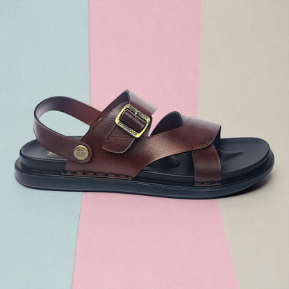 SKEROO 5003 BROWN Men's Leather Button Pack Sandal