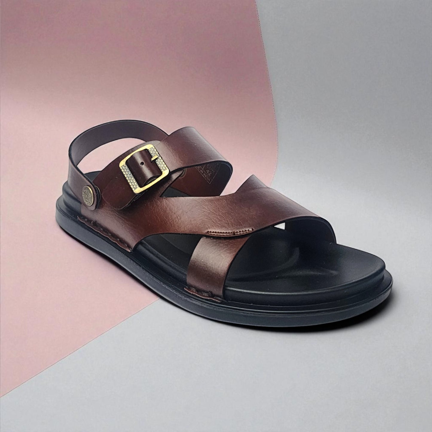 SKEROO 5003 BROWN Men's Leather Button Pack Sandal