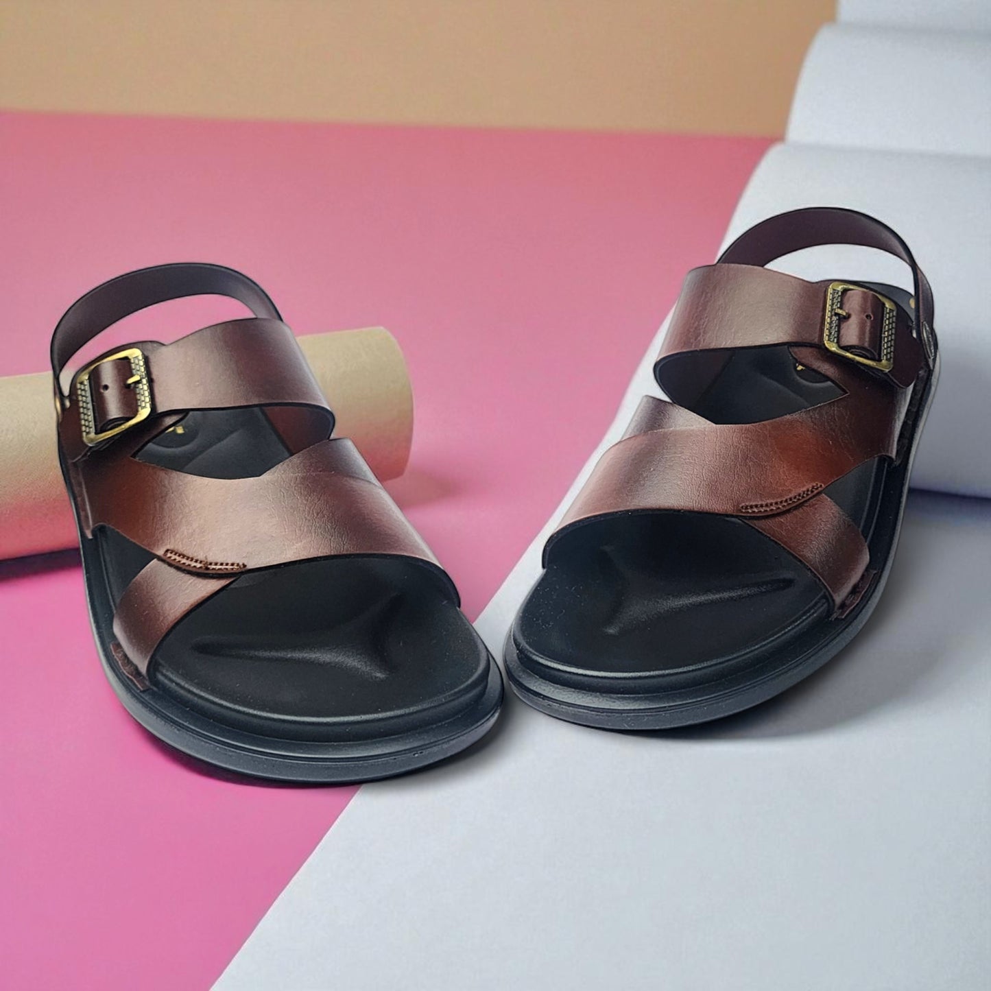 SKEROO 5003 BROWN Men's Leather Button Pack Sandal
