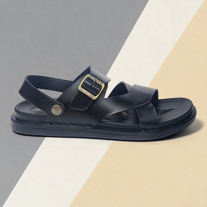 SKEROO 5003 BLACK Men's Leather Button Pack Sandal