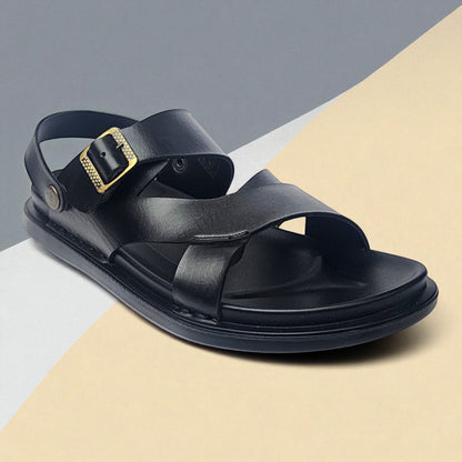 SKEROO 5003 BLACK Men's Leather Button Pack Sandal