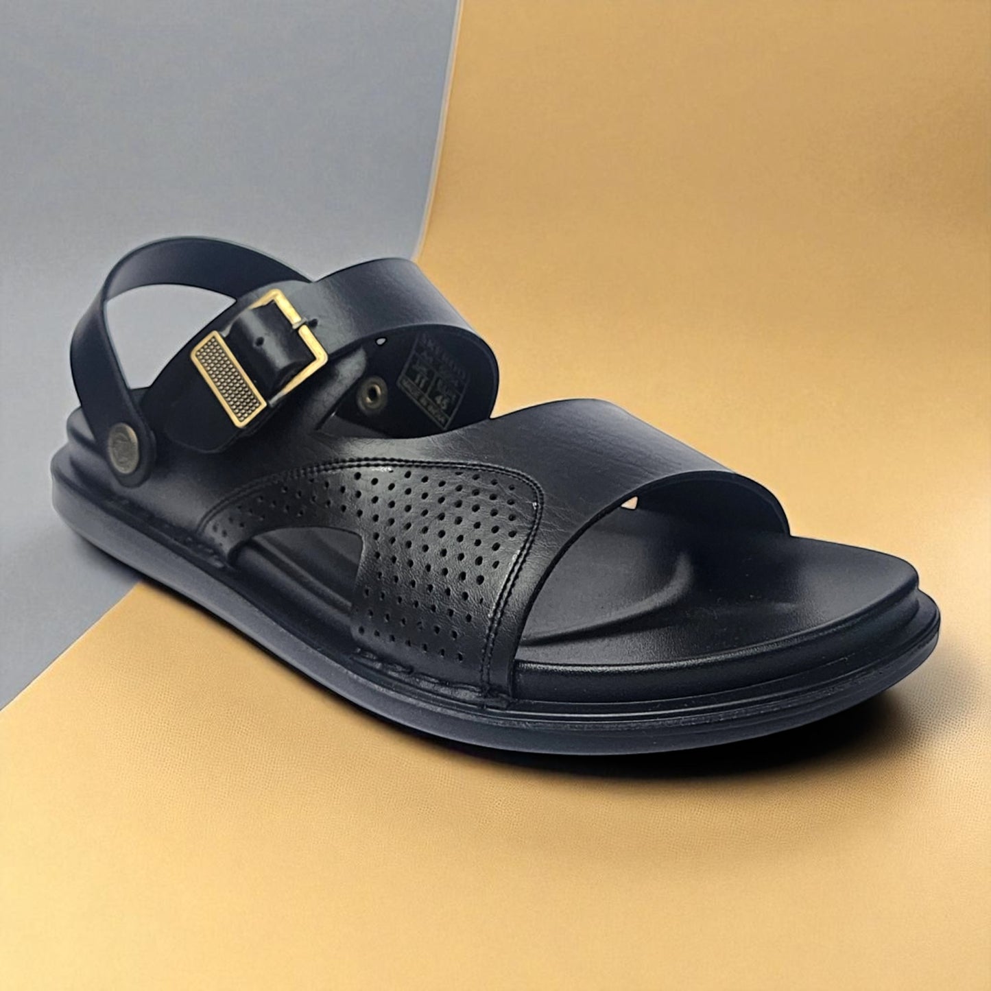 SKEROO 5004 BLACK Men's Leather Button Pack Sandal