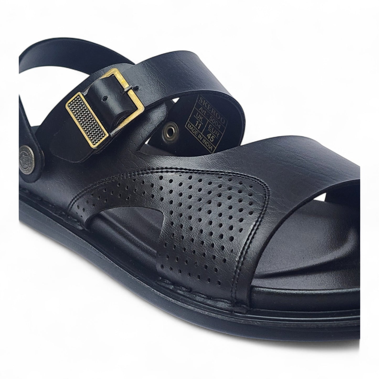 SKEROO 5004 BLACK Men's Leather Button Pack Sandal