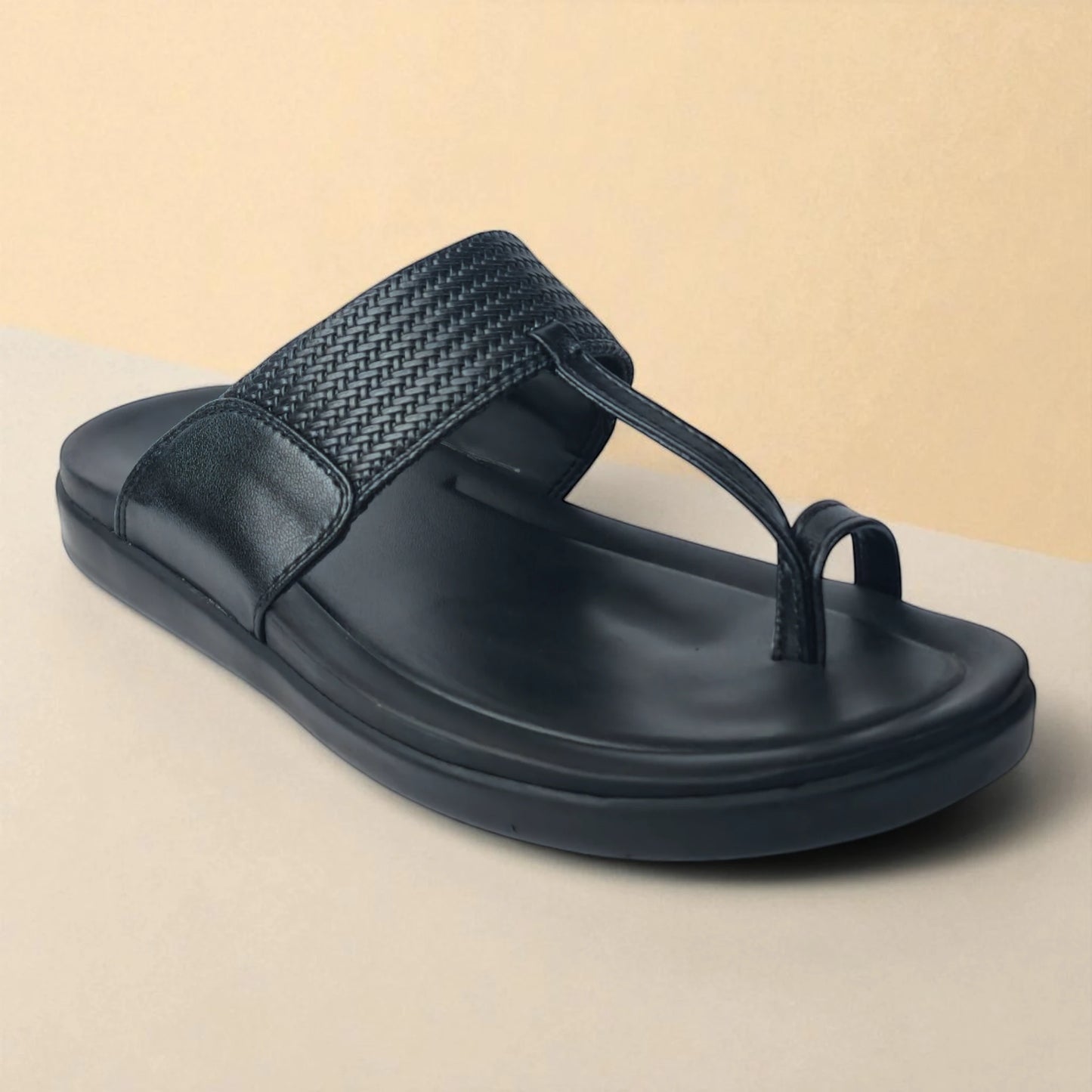 FRANKY GS5 Men's BLACK Chappal/Flip flop/Slipper Chakhdi Style Chappal/Slipper Extra Soft Chappal/Slipper/ Ethnic Wear Leather Navratri Fashion Footwear.