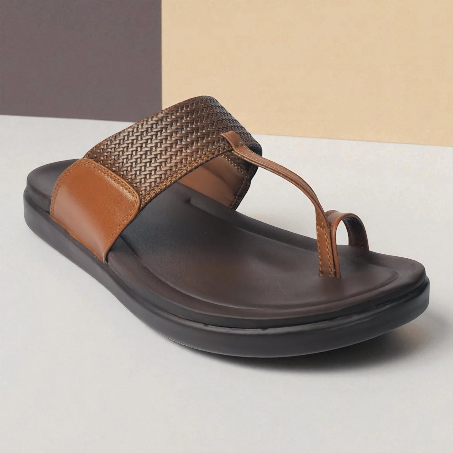 FRANKY GS5 Men's TAN Chappal/Flip flop/Slipper Chakhdi Style Chappal/Slipper Extra Soft Chappal/Slipper/ Ethnic Wear Leather Navratri Fashion Footwear.