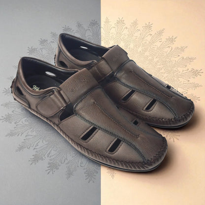 P&G N1404 Men's BROWN Slipon Sandal Extra Soft Sandal/Mojri/Ethnic Wear Leather With Adjustable Strap/Navratri Fashion Footwear.
